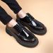 Euro Step Spring And Autumn Men's Thick-Soled Platform With 8cm Hidden Heel, Business Casual Shiny Brogue Patent Leather Shoes_vogvips.com