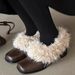 Retro Mary Jane Shoes - Slip-On Faux Fur Lined Leather Loafers With Chunky Heel, Warm Winter & Spring Casual Flats For Women_vogvips.com