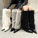 Style European And American White Furry Fashion Autumn Winter New Warm Cotton Thin High Heel Boots For Women_vogvips.com
