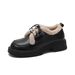 Platform Loafers Women's Retro British Style Single Shoes Women's Lace-up Plush And Furry Small Leather Shoes_vogvips.com