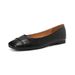 Women's Retro Slip-On Flat Shoes Sheepskin Genuine Leather Square Toe Shallow Mouth Comfortable Commuter Style All Match_vogvips.com