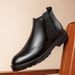 European Warm Series Men's Genuine Martin Autumn Winter Cotton British Style High Top Fleece Short Boots Suit Leather Shoes_vogvips.com