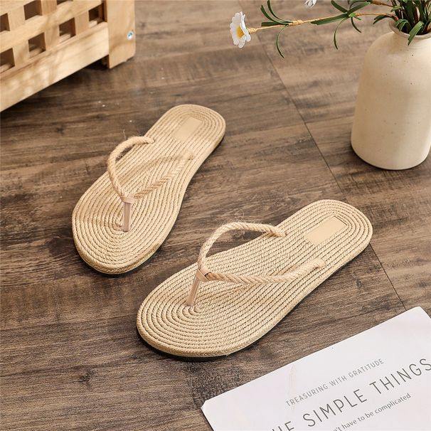 2025 New Flip Flops Women Slippers Ladies Shoes Indoor Outdoor Female Flip-flop Beach Flat Slides Fashion Summer Straw Sandals_vogvips.com