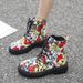 2024 New Autumn Winter Martin European American Large Size Graffiti Women's Printed Cartoon Lace-up Pattern Leather_vogvips.com