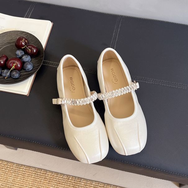 French Great-looking Flat-soled Silver Single Shoes, Women's Comfortable Summer Skirt, Mary Jane Shoes, Ballet Evening Shoes_vogvips.com