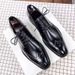 Euro Step Summer Men's Brogue Floral Leather Casual British Korean Style Youth Business Oxford Groom Wedding Shoes_vogvips.com