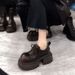 Non Slip Platform Single Women S Lace Up Small Leather Shoes British Loafers_vogvips.com