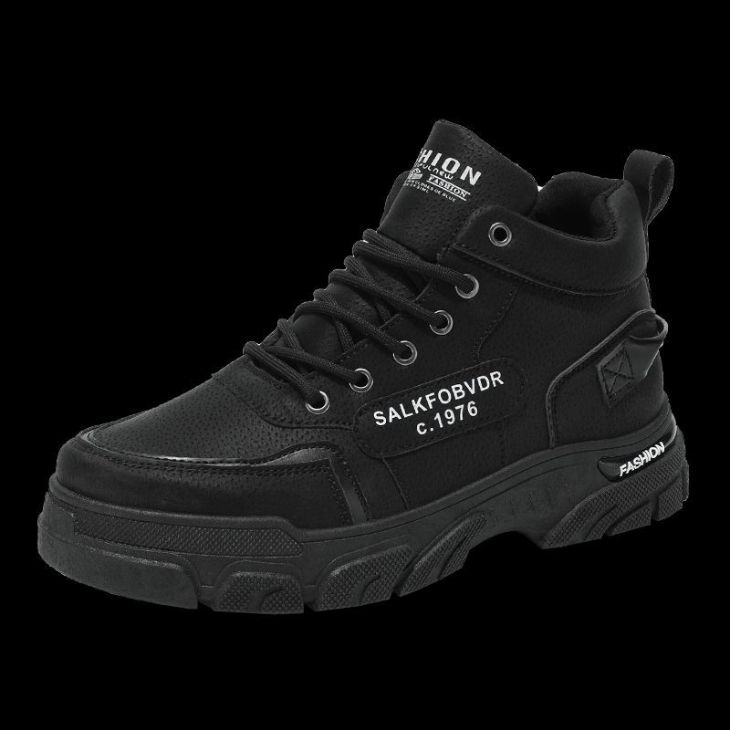 New Leather Spring Men's Shoes High-top Men's Heightening Tooling Martin Boots_vogvips.com
