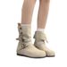Solid Color Retro Suede Two-Way Short Western Cowboy Fashion For Women 2025 Autumn Winter New Martin Boots_vogvips.com