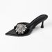 Summer Rhinestone Exquisite Heels Demure Not Tired Feet Women S Pointed Black High_vogvips.com