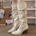 Tassel Wasteland Style Martin For Women 2025 Autumn Winter High Pointed Toe Chunky Heel Slouch Boots Over-the-Knee_vogvips.com