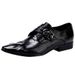 Men's leather shoes crocodile print men's shoes British formal leather shoes Business shoes_vogvips.com