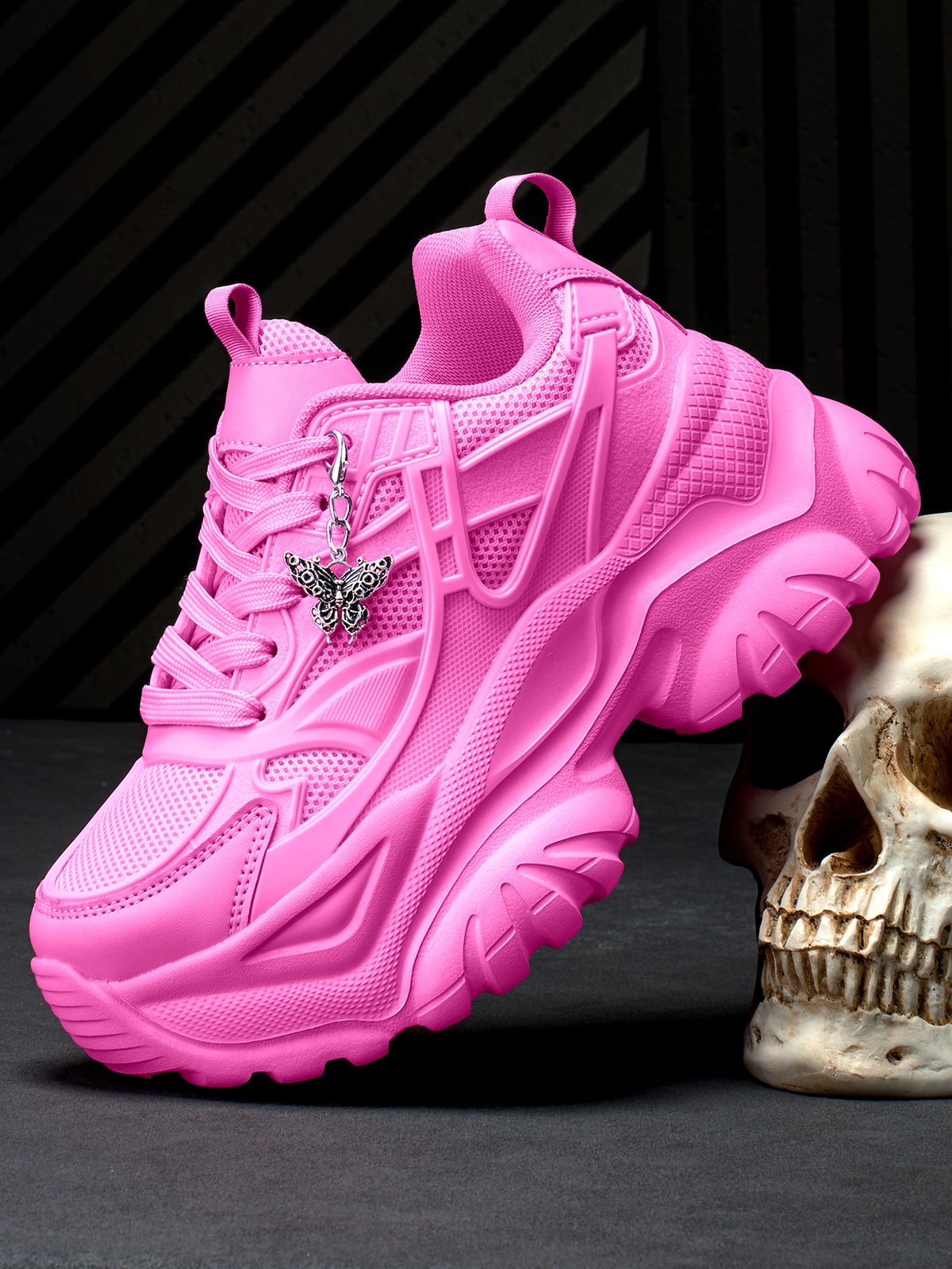 Women's 2026 New Sweet-Cool Y2K Barbie Pink Thick-Soled 7cm Height-Increasing Vulcanized Shoes, High Gothic Trendy Style_vogvips.com