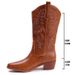 Vintage Embroidered High Boots For Women - Western Cowboy Ankle Boots With Chunky Heel & Pointed Toe (Black/Brown/White)_vogvips.com