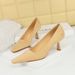 6183-3 Korean Version Fashionable Minimalist High Heels, Suede Surface, Shallow Mouth, Square Toe, Slim Fit, Versatile_vogvips.com