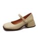 French Thick Heel Small Leather Shoes Women's Spring Fashion Versatile Retro British Style Light Mouth Buckle Single Shoes_vogvips.com