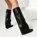 Women's Fashion Boots With Chunky High Heel - Knee High Winter Boots In PU Leather For Fall And Spring - Stylish & Comfortable (White, Black, Pink)_vogvips.com