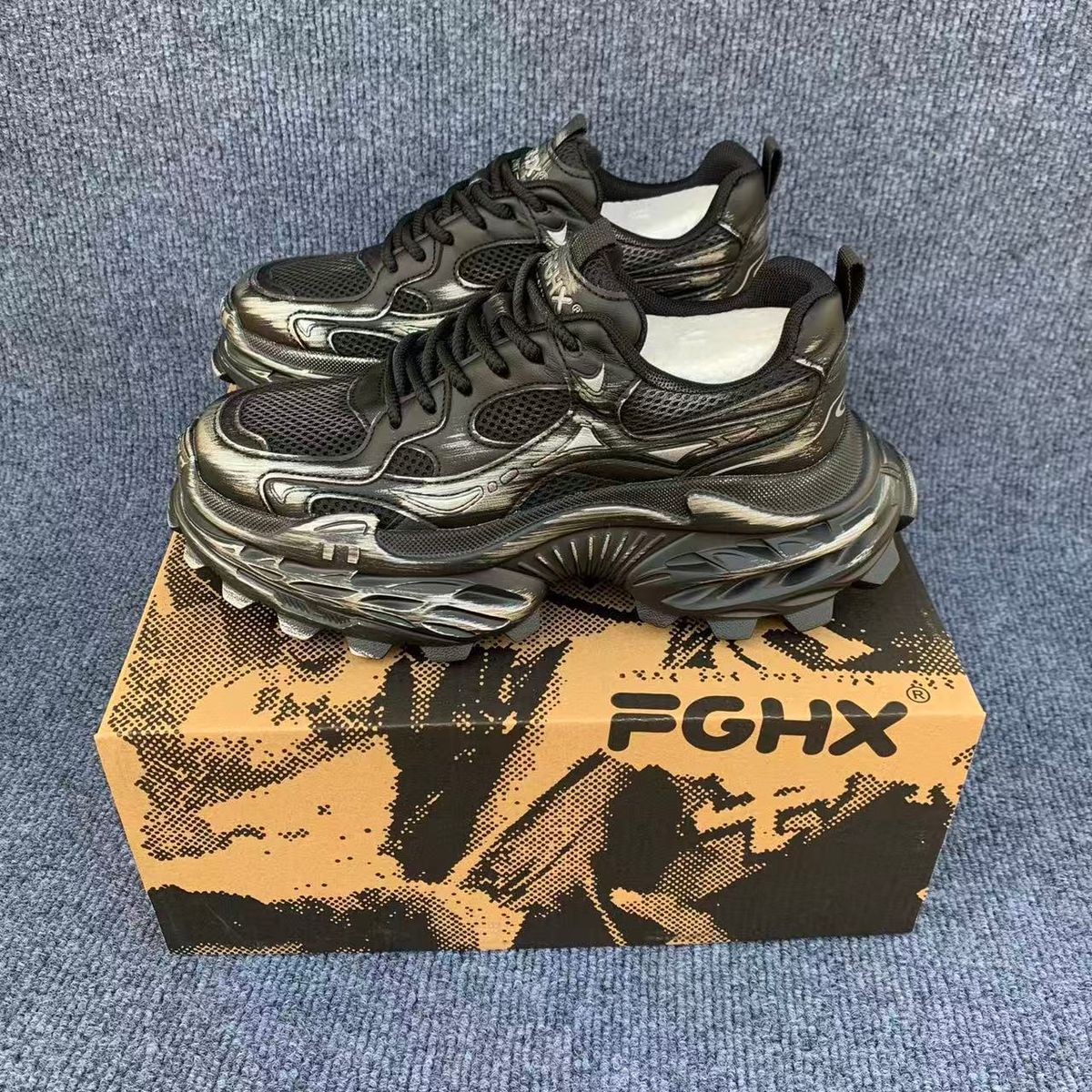 Trendy Brand Thick-Soled Height-Increasing Vintage Retro Tire Sole Dad Thickened Double Mesh Ultra-Light Youth Casual_vogvips.com