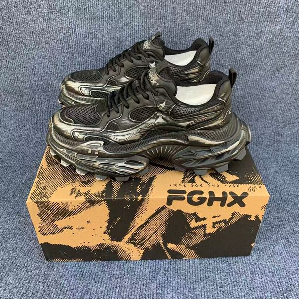 Trendy Brand Thick-Soled Height-Increasing Vintage Retro Tire Sole Dad Thickened Double Mesh Ultra-Light Youth Casual_vogvips.com