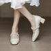 High Heeled For Women 2025 New Summer Daily Outfit With Thick Heel Skirt Bridesmaid Pearl Square Toe Mary Jane Single_vogvips.com