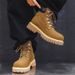 Men's Lace-up Thick-soled Heightening Martin Boots Retro Tooling Boots Anti-velvet Leather Medium-top Men's Boots_vogvips.com