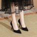 Stiletto Heel Pointed Toe Combination Stitched Edge High Heels For Women Suede Solid Color Large Wide 41 42 43 Small_vogvips.com