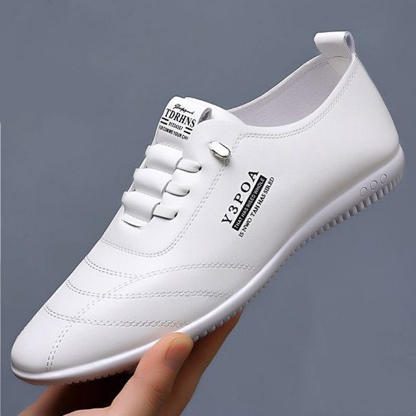 Men's Soft Leather Slip-On Shoes Spring Autumn Low Top Breathable Sole New Style Youth Driving Shoes_vogvips.com