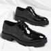 Men's Glossy Leather Brogue Shoes With Hidden Heel For Business Formal_vogvips.com