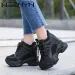 Spring Women Ankle Boots NEW Fashion Winter Ladies Platform Cm High Wedges Leather Casual Shoes Woman Thick Black_vogvips.com