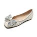pointed Single Shoes Women's Flat Bottom Shallow Mouth One Pedal Rhinestone Beanie Shoes Women_vogvips.com