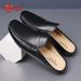 YRZL Summer Slip On Half Shoes For Men Leather Slippers Casual Breathable Comfy Loafers Moccasins Brown Black Beige_vogvips.com