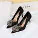 18249-AH52 Wind Light Luxury Banquet Women' Thin High Heel Silk Shallow Mouth Pointed Water Diamond Flower Single_vogvips.com
