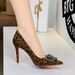 8353-K202 Women's High Heels With Thin Heel, Suede, Rhinestone V-Clasp, Pointed Toe, Shallow Design, Comfortable For_vogvips.com