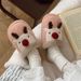 Winter New Christmas Reindeer Plush Shoes Home Fashion Couple Non-Slip Warm Closed-Toe Cotton Slippers_vogvips.com