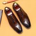 Pointed leather shoes men's genuine leather European and American hand-brushed men's shoes business formal wear pointed carved brogue Oxford shoes_vogvips.com