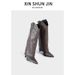 Women's Shoes Spring New Retro Rivet High Leg Trouser Boots Women's Boots All Match Boots Knight Boots Long Boots_vogvips.com