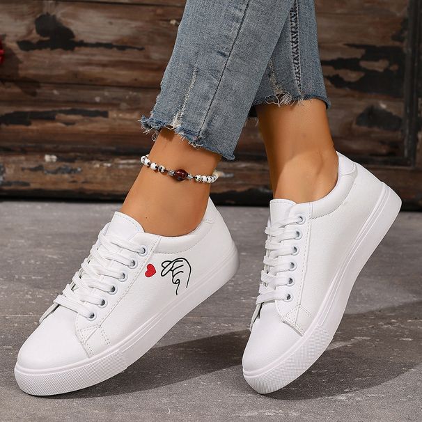 Women's Casual White 2026 New Fashion Korean Street Style Student Flat Shoes Stylish And Foot-slimming Women's Sneakers_vogvips.com