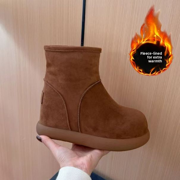 Vintage Height-Increasing Thick-Soled Snow 2025 Winter New Short For Women Warm Fleece-Lined Thickened Cotton Boots Hot_vogvips.com