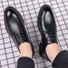 Hollow Out Leather For Men's Business Formal Wear, Pointed British Casual Korean Style Trendy Youth, Black Groom's_vogvips.com