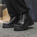 Men's Commuter Big Head Casual Leather Shoes, High Sense Of Heightening, Round Head Martin Boots_vogvips.com