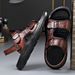 Summer Man Sandals Dual-Purpose Leather Mens Slippers Casual Outdoor Slides Beach Shoes Quick Dry Man Half Drag Flip_vogvips.com