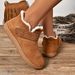 Cross-Border Plus Size Flat Warm Fleece-Lined Snow Boots 2024 New Solid Color Round Toe Slip-On Cotton Shoes For Foreign_vogvips.com