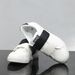 Men's Velcro Strap Training Shoes, Summer Leather Breathable Soft Sole Lightweight White Sneakers, Retro Couple Sneakers_vogvips.com