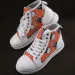Large Halloween Skull Bone 3D Printed High Top Lace Up Casual Canvas Shoes, Flat Bottomed Board Shoes For Women_vogvips.com