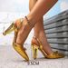 Women's Shoes Gold Bow High Heels Evening Party Mules Women's Shoes Special Shaped High Heels Hollow High Heels Women_vogvips.com