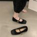 French Black Mary Jane For Spring And Autumn 2025, New Style With Skirt, Single Shoe, Shallow Mouth, Straight Strap,_vogvips.com