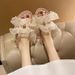 Trendy Satin Slippers For Women, Summer Home Soft-soled Open-toe , Bowknot Forest-style Sweet Slip-ons In Stock_vogvips.com