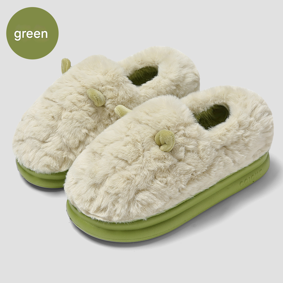 MTX Cartoon Bag Heel Women Winter Cute With Ears Warm Furry Slippers Non-Slip Home Cotton Shoes For Men_vogvips.com