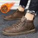 Men's Trendy Brand Zipper High-top Sneakers Korean Soft Sole Fleece Lined Leather Shoes British Style Youth Martin Boots_vogvips.com