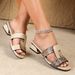 Women's Chunky Heel Sandals Summer Fashion Snake Print Comfortable Square Toe Casual Low Block Heel Slip-On Shoes_vogvips.com